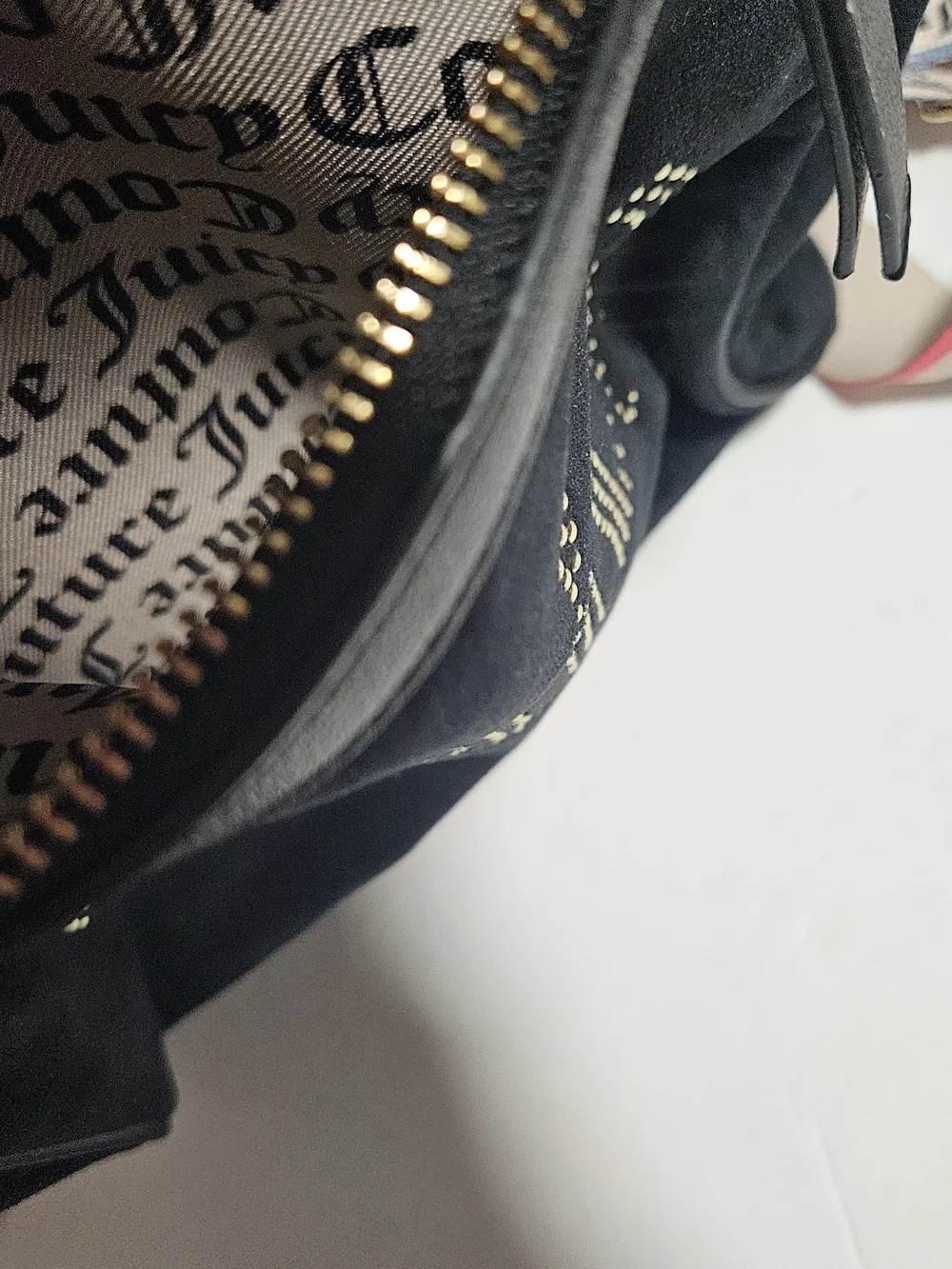 Juicy Couture Black Velvet Mini Backpack with Gold Stud Logo